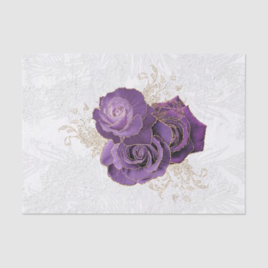 Papier Mousseline Joli violet Rose Floral (Recto)