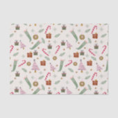 Papier Mousseline Joli Whimsical Vert rose Cosy Noël d'hiver (Recto)