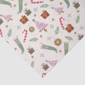 Papier Mousseline Joli Whimsical Vert rose Cosy Noël d'hiver (Détail)