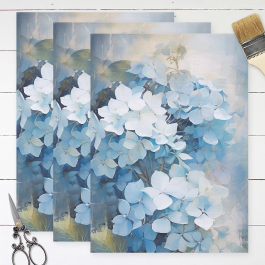 Papier Mousseline Jolie aquarelle bleu Hydrangea Découpage