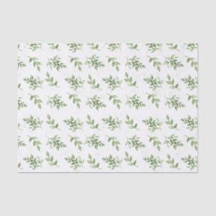 Papier Mousseline Jolie aquarelle Branches vertes Motif