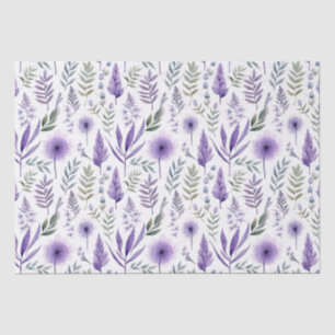 Papier Mousseline Jolie aquarelle Floral Lavande Purple Botanique