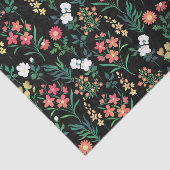 Papier Mousseline Jolie aquarelle Floral Noir Botanique (Détail)