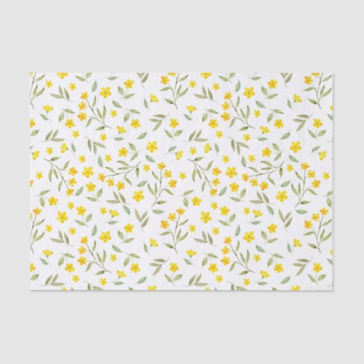Papier Mousseline Jolie aquarelle jaune fleurit Motif (Recto)