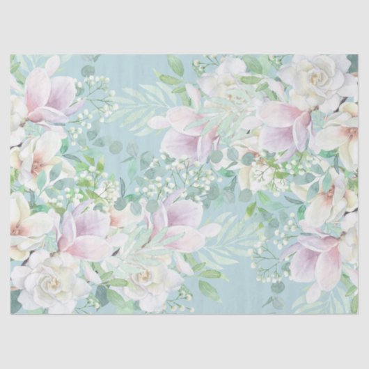 Papier Mousseline Jolie aquarelle Pastel Ephemera Découpage florale (Recto)
