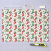 Papier Mousseline Jolie aquarelle rouge et vertes bas (Artisanat)