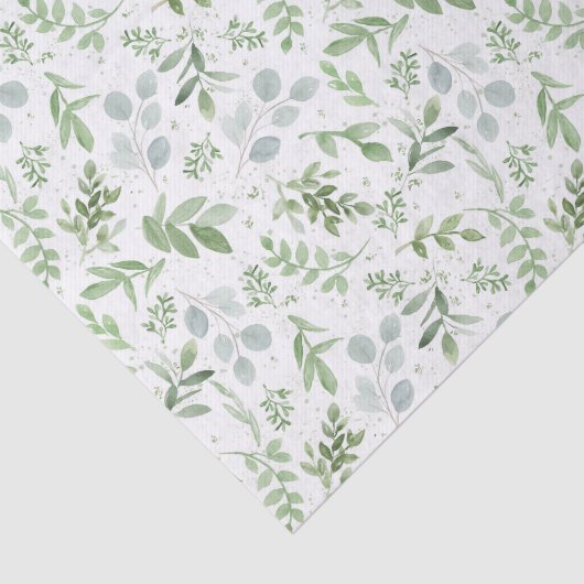 Papier Mousseline Jolie aquarelle Verdure Eucalyptus Motif (Détail)