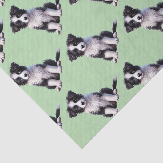 Papier Mousseline Jolie Bordure Collie Puppy (Détail)