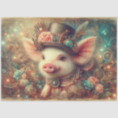 Papier Mousseline Jolie Fancy Victorian Steampunk Pig Découpage (Recto)