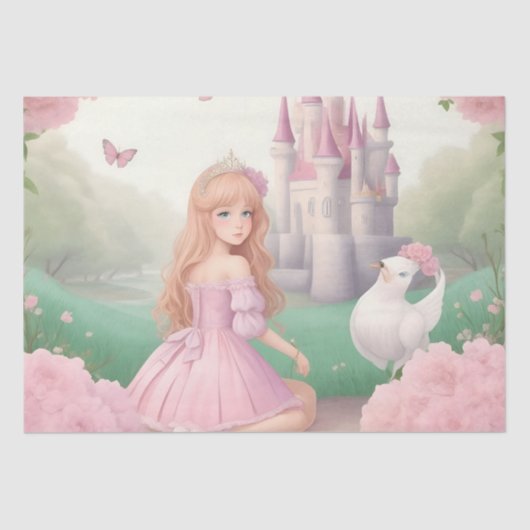 Papier Mousseline Jolie fille Pastel Rose Princesse (Recto)