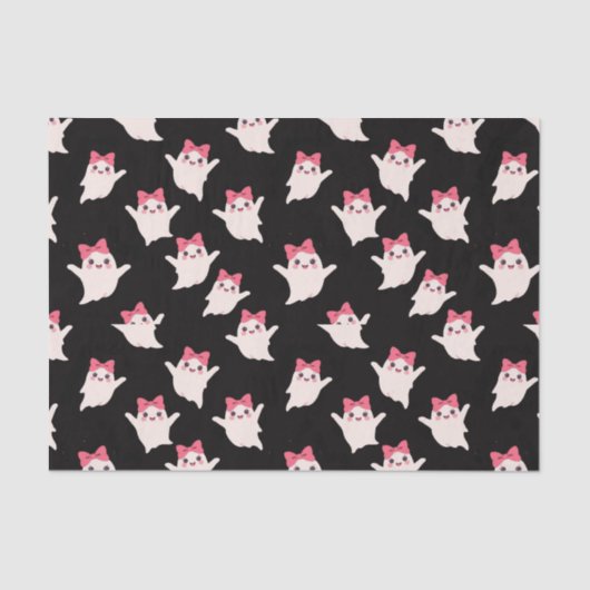 Papier Mousseline Jolie Fille Rétro Fantôme avec poil rose (Recto)