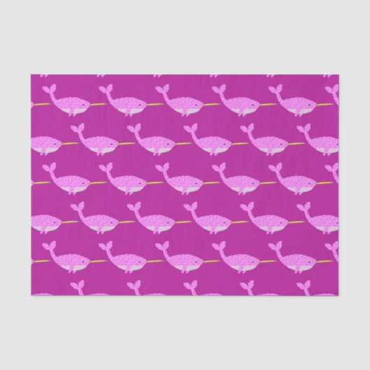 Papier Mousseline Jolie fille rose bébé Narwhal Patterned (Recto)