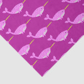 Papier Mousseline Jolie fille rose bébé Narwhal Patterned (Détail)