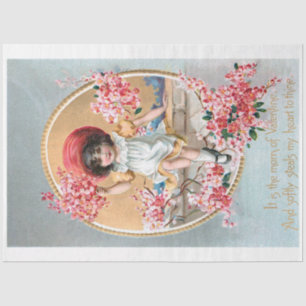 Papier Mousseline Jolie fille Vintage aux fleurs roses de Saint-Vale