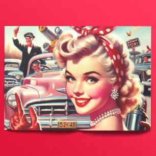 Papier Mousseline Jolie fille Vintage des années 1950