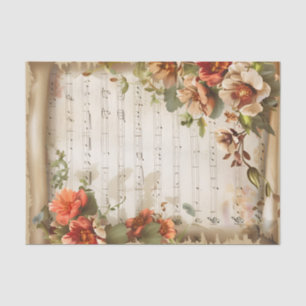 Papier Mousseline Jolie fleur de corail feuille de musique de style