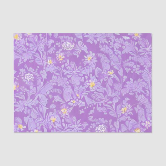 Papier Mousseline Jolie Fleurs violettes et jaunes délicieuses (Recto)