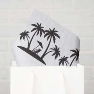 Papier Mousseline Jolie plage de fête carrelée avec palmier noir et 