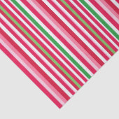 Papier Mousseline Jolie rayures rose, verte et rouge (Détail)