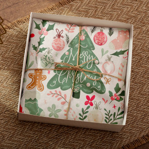 Papier Mousseline Jolie rétro Noël choses Motif d'illustration