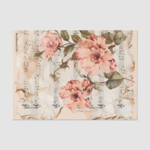Papier Mousseline Jolie roses roses vintage feuille de musique