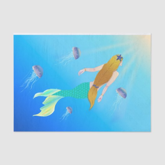 Papier Mousseline Jolie Sirène Princesse Nager à la surface (Recto)