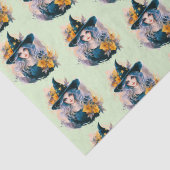 Papier Mousseline Jolie Sorcière noire Casquette étoiles Motif Hallo (Détail)