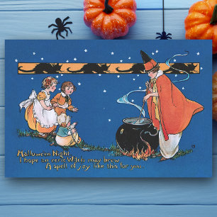 Papier Mousseline Jolie sorcière Vintage avec Cauldron et Enfants