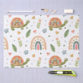Papier Mousseline Jolie tortue aquarelle et Motif arc-en-ciel (Artisanat)