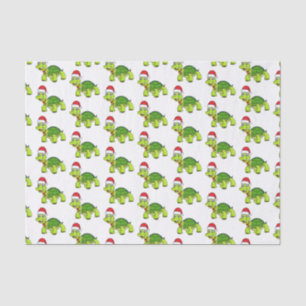 Papier Mousseline Jolie tortue en chapeau de Père Noël