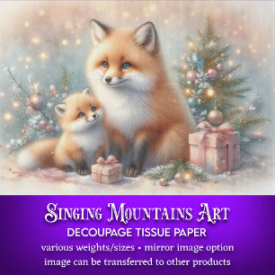 Papier Mousseline Jolie Vacances Fox Famille de Noël artisanat Décou