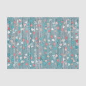 Papier Mousseline Jolies coeurs sur bois bleu rustique (Recto)