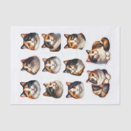 Papier Mousseline Jolies coupes de chats Calico (Recto)