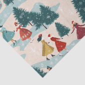 Papier Mousseline Jolies filles rétro Patinage sur glace (Détail)