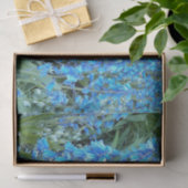 Papier Mousseline Jolies fleurs bleues Florales (Cadeau)