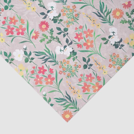 Papier Mousseline Jolies fleurs d'aquarelle Botanique (Détail)