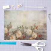 Papier Mousseline Jolies fleurs d'hiver et baies Noël (Artisanat)