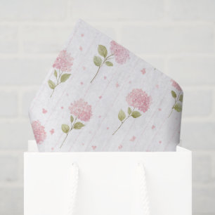 Papier Mousseline Jolies Fleurs d'Hydrangea Rose pour Baby Shower