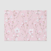 Papier Mousseline Jolies Fleurs Roses et Blanches Mariage (Recto)