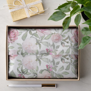Papier Mousseline Jolies Roses Fleurs Féminines Aquarelle Rose