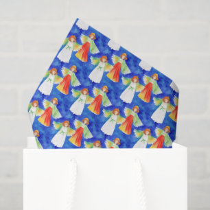 Papier Mousseline Jolis Anges de Benediction Colorés Ciel Bleu Aquar