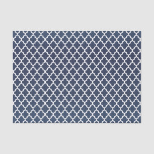 Papier Mousseline Jolis bleu d'ardoise et motif de Quatrefoil