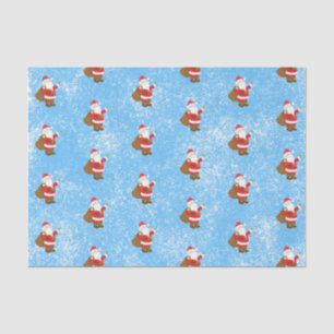 Papier Mousseline Jolly Ole Saint Nick Blue Éponge Peinture Neige