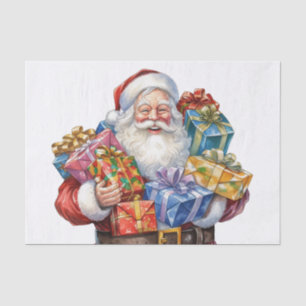 Papier Mousseline Jolly Santa Claus En Costume Rouge Traditionnel