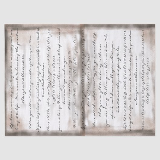 Papier Mousseline Joseph Campbell âgé par cru inspirant le manuscrit (Recto)