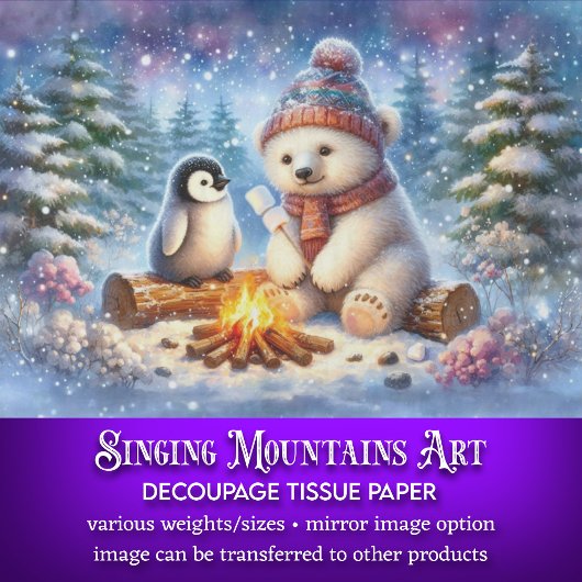 Papier Mousseline Jote Ours & Pingouin Winter Woodland Art Découpage