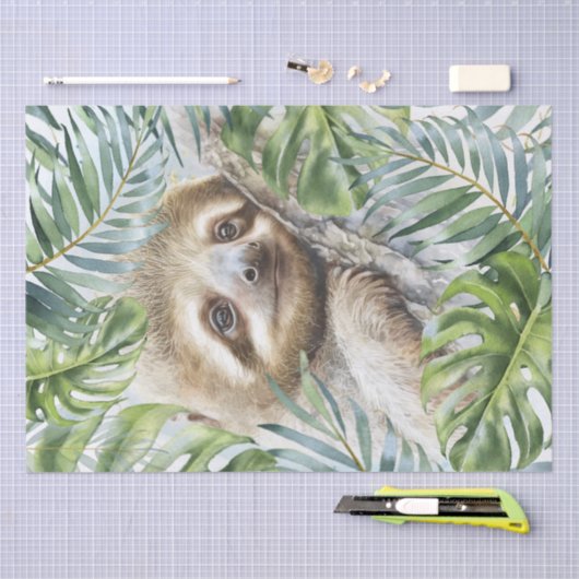 Papier Mousseline Jote Sloth Tropical Jungle (Artisanat)