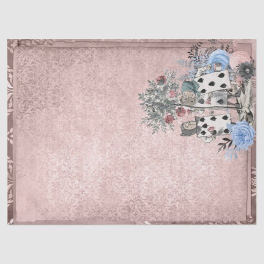 Papier Mousseline Jouer aux cartes d'Alice dans Wonderland Pink Craf (Recto)
