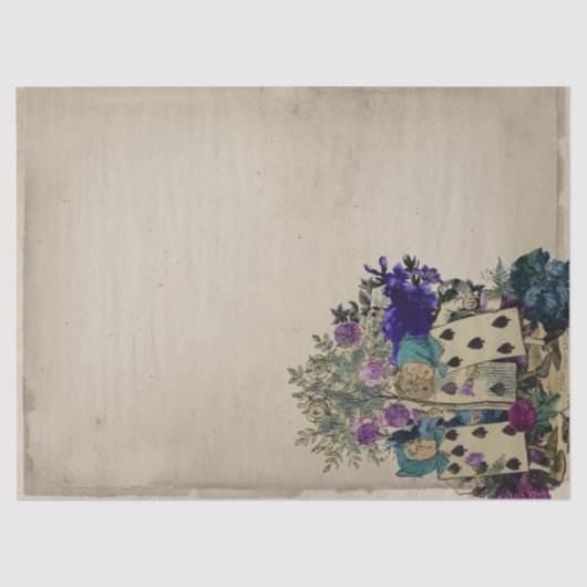 Papier Mousseline Jouer aux cartes et aux fleurs Alice au pays des m (Recto)