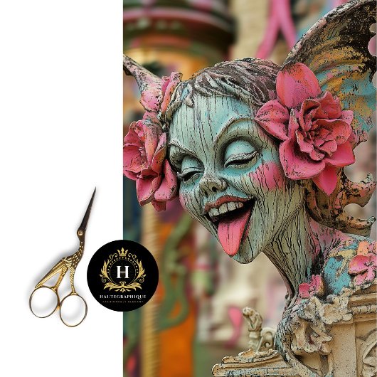 Papier Mousseline Jouer Gargoyle gothique Floral Couronne Découpage